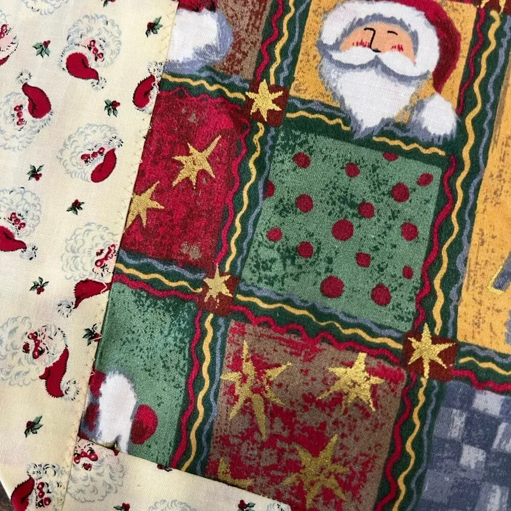 Vintage Handmade Christmas Santa Table Runner 40.5 in